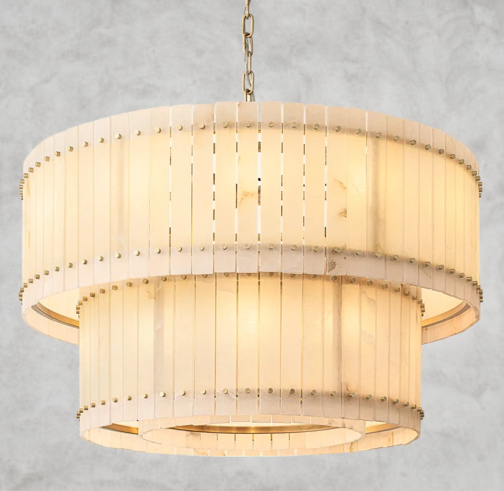 San Marco Alabaster Round Tiered Chandelier 22", 37", 48", 60"
